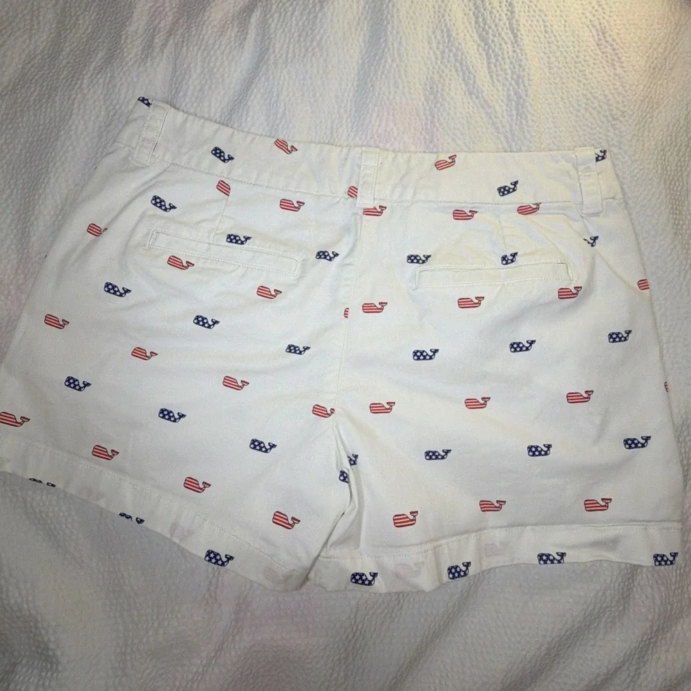 Vineyard Vines Patriotic Whale Shorts Size 6 White Red White Blue Americana - Picture 5 of 6